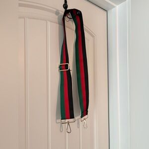 Green and Red Striped Crossbody Bag Strap